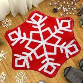Winter Christmas Snowflake Bathroom Rug Snowflake Bath Mat Non Slip Washable Rugs Welcome Decorative Red Snowflake Doormat for Home Kitchen Xmas