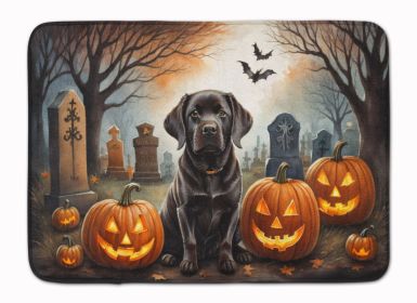 Chocolate Labrador Retriever Spooky Halloween Memory Foam Kitchen Mat Machine Washable Anti-Fatigue Mat Cushion Comfort Bath Mat or Kitchen Rug