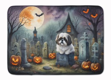 Shih Tzu Spooky Halloween Memory Foam Kitchen Mat Machine Washable Anti-Fatigue Mat Cushion Comfort Bath Mat or Kitchen Rug