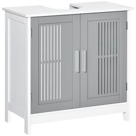 kleankin Under Sink Pedestal Storage Bathroom Cabinet, Gray White