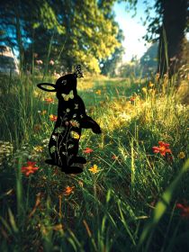 Metal Rabbit Garden Stake & Wall Sculpture-Outdoor Silhouette Yard Art For Patio (Option: Look at the picture)